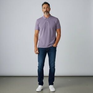 Tom Ford Men's Cotton Pique Short Sleeve Collared Polo Shirt Purple Size 52‎